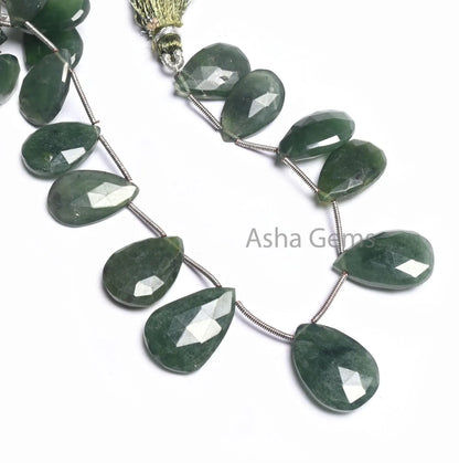 Beautiful Green Serpentine faceted Pear Shape Gemstone Beads,8" Natural Serpentine Teardrop Briolette Serpentine Beads Jewelry making Crafts(AG 18522)