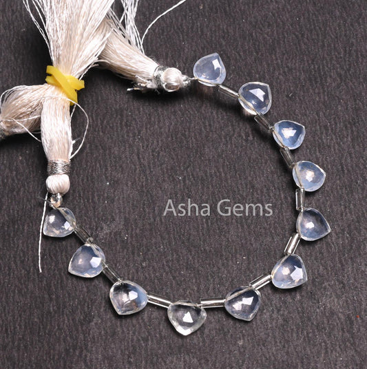 Beautiful Lavender Quartz Faceted Heart Briolette Beads, Fine White Lavender Quartz Fancy Heart Back Side Drill Gemstone Quartz Bead Jewelry (AG 18546)
