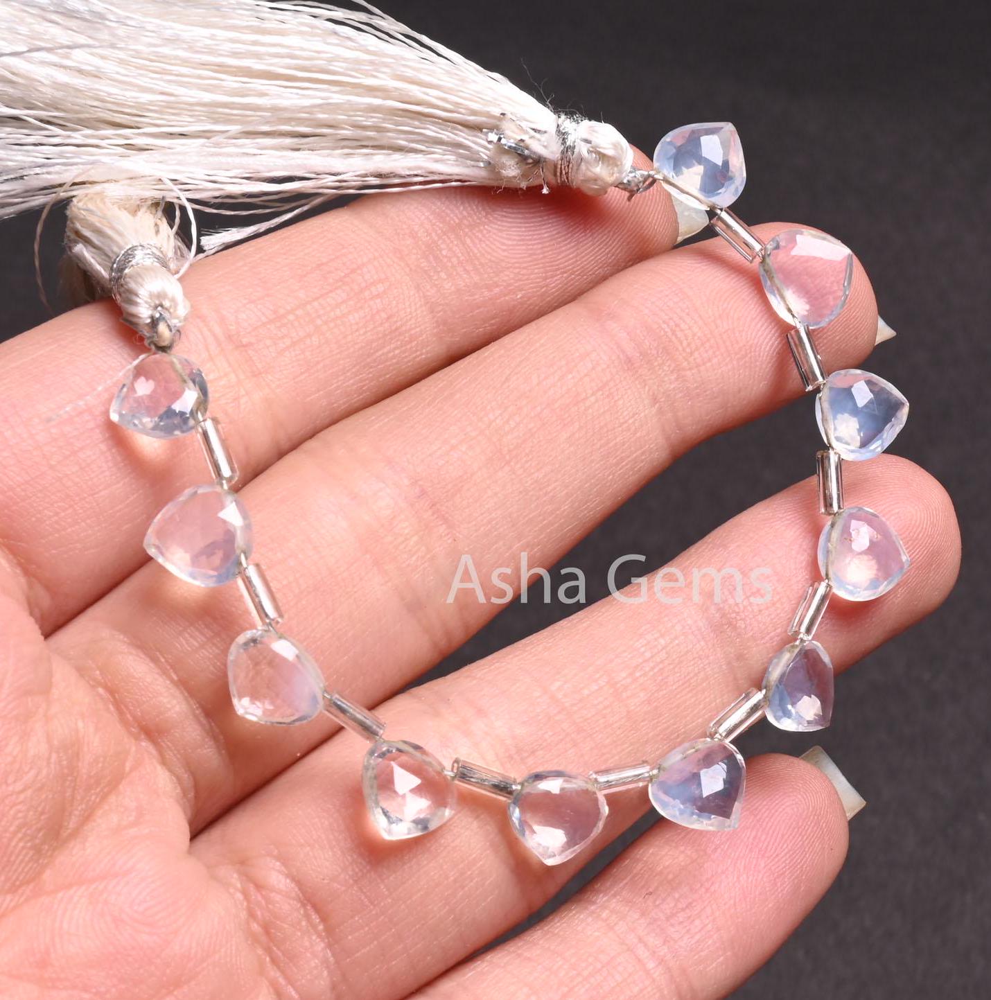 Beautiful Lavender Quartz Faceted Heart Briolette Beads, Fine White Lavender Quartz Fancy Heart Back Side Drill Gemstone Quartz Bead Jewelry (AG 18546)