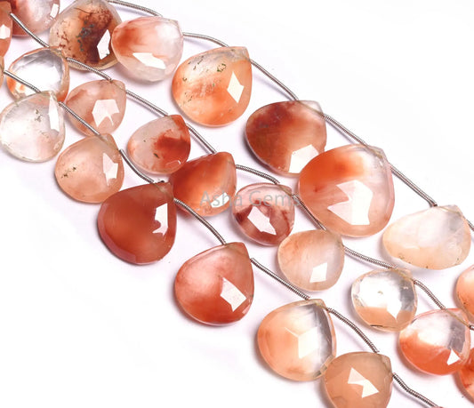 Beautiful Lepidocrocite Faceted Heart Briolette Beads, 8" Natural Shaded Lepidocrocite Big Size Heart Side Drill Gemstone Beads Jewelry SALE(AG 18568)