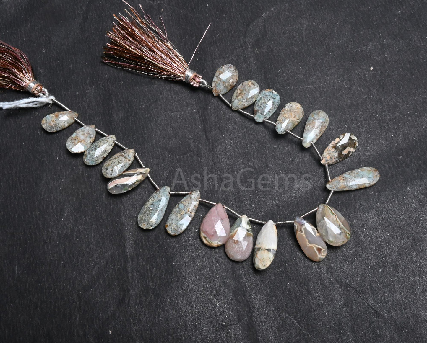 Beautiful Jasper Faceted Pears Shape Beads,8x16-10.5x18 mm Shaded Grey Green jasper Teardrop Briolette jasper Gemstone Beads Jewelry Crafts(AG 18504)