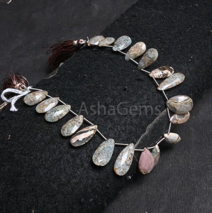 Beautiful Jasper Faceted Pears Shape Beads,8x16-10.5x18 mm Shaded Grey Green jasper Teardrop Briolette jasper Gemstone Beads Jewelry Crafts(AG 18504)