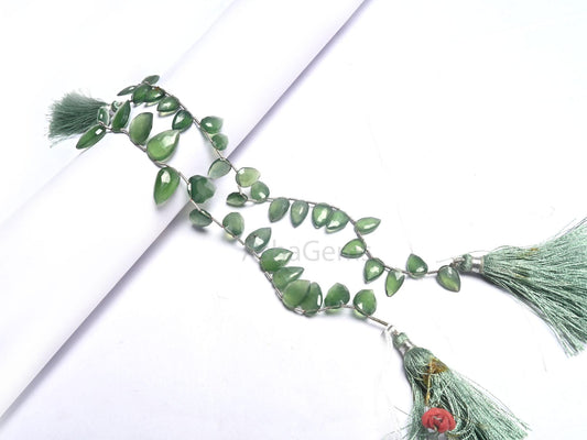 Natural Serpentine Fancy Pear Back Side Drill faceted Beads,8"Strnd AAA Green Serpentine Teardrop Briolette Gemstone Bead Jewelry Craft SALE (AG 18540 )