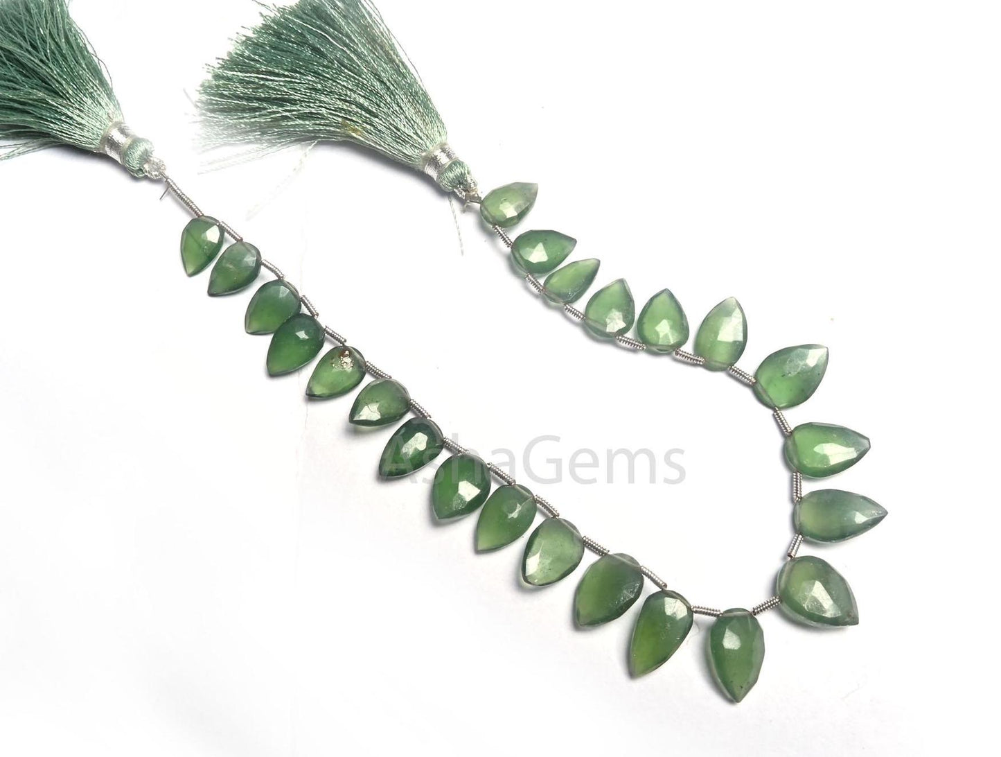 Natural Serpentine Fancy Pear Back Side Drill faceted Beads,8"Strnd AAA Green Serpentine Teardrop Briolette Gemstone Bead Jewelry Craft SALE (AG 18540 )
