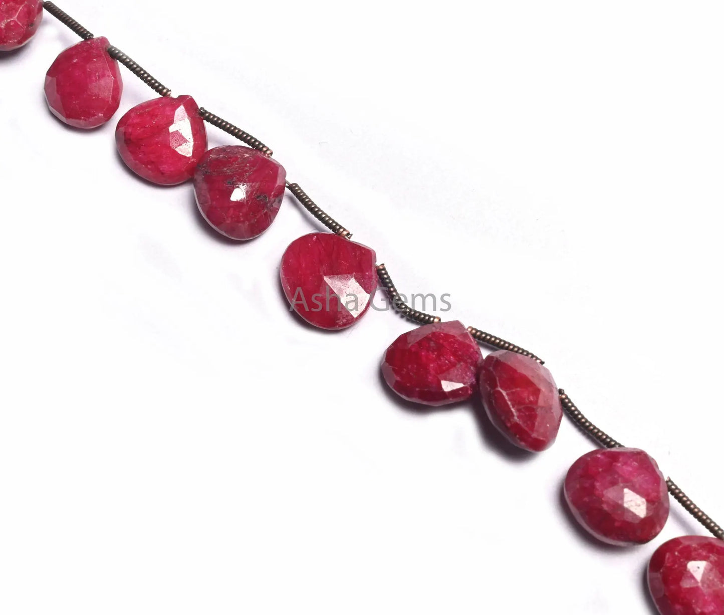 Beautiful Red Ruby Corundum Faceted Heart Shape Beads,105-12 mm Fine Quality Ruby Corundum Heart Briolette Red Ruby Bead Jewelry Crafts SALE (AG 18583)