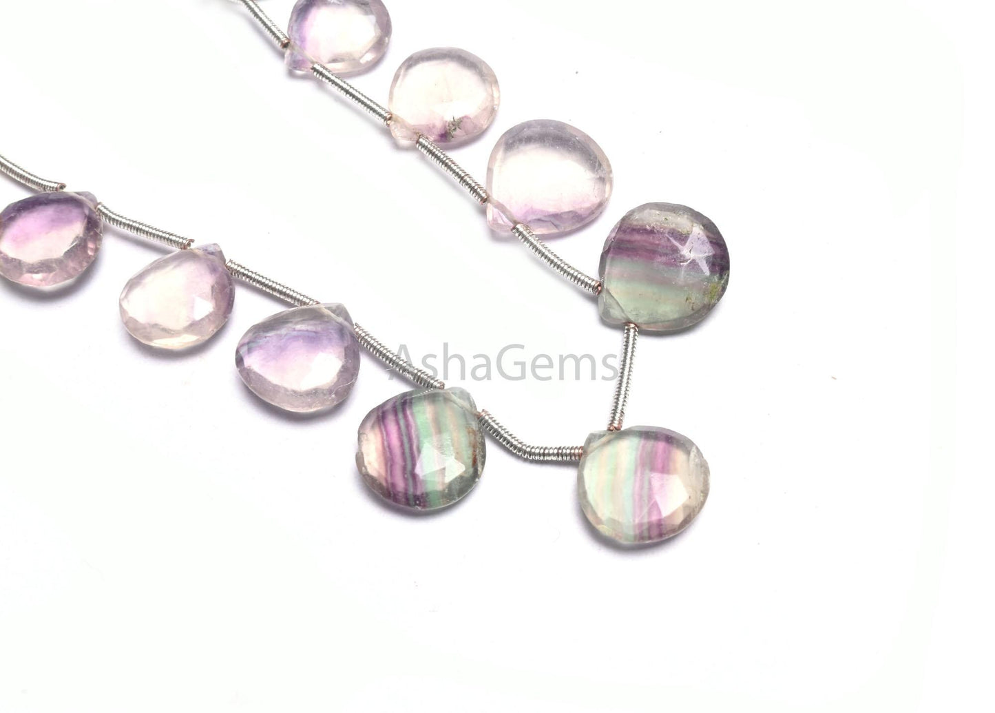 8" Beautiful Multi Color Fluorite Faceted Heart Gemstone Beads,10-12.5 mm Natural Fluorite Briolette Heart Bio Fluorite Beads Jewelry SALE(AG 18574)