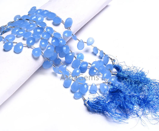 Beautiful Blue Quartz Faceted Pears Shape Beads,8"Strand AAA Quality Light Blue Quartz Hydro Teardrop Side Drill Briolette Bead Jewelry SALE (AG 18590)
