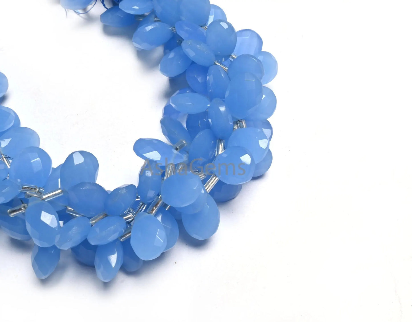 Beautiful Blue Quartz Faceted Pears Shape Beads,8"Strand AAA Quality Light Blue Quartz Hydro Teardrop Side Drill Briolette Bead Jewelry SALE (AG 18590)