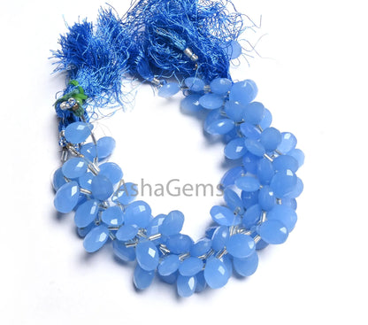 Beautiful Blue Quartz Faceted Pears Shape Beads,8"Strand AAA Quality Light Blue Quartz Hydro Teardrop Side Drill Briolette Bead Jewelry SALE (AG 18590)