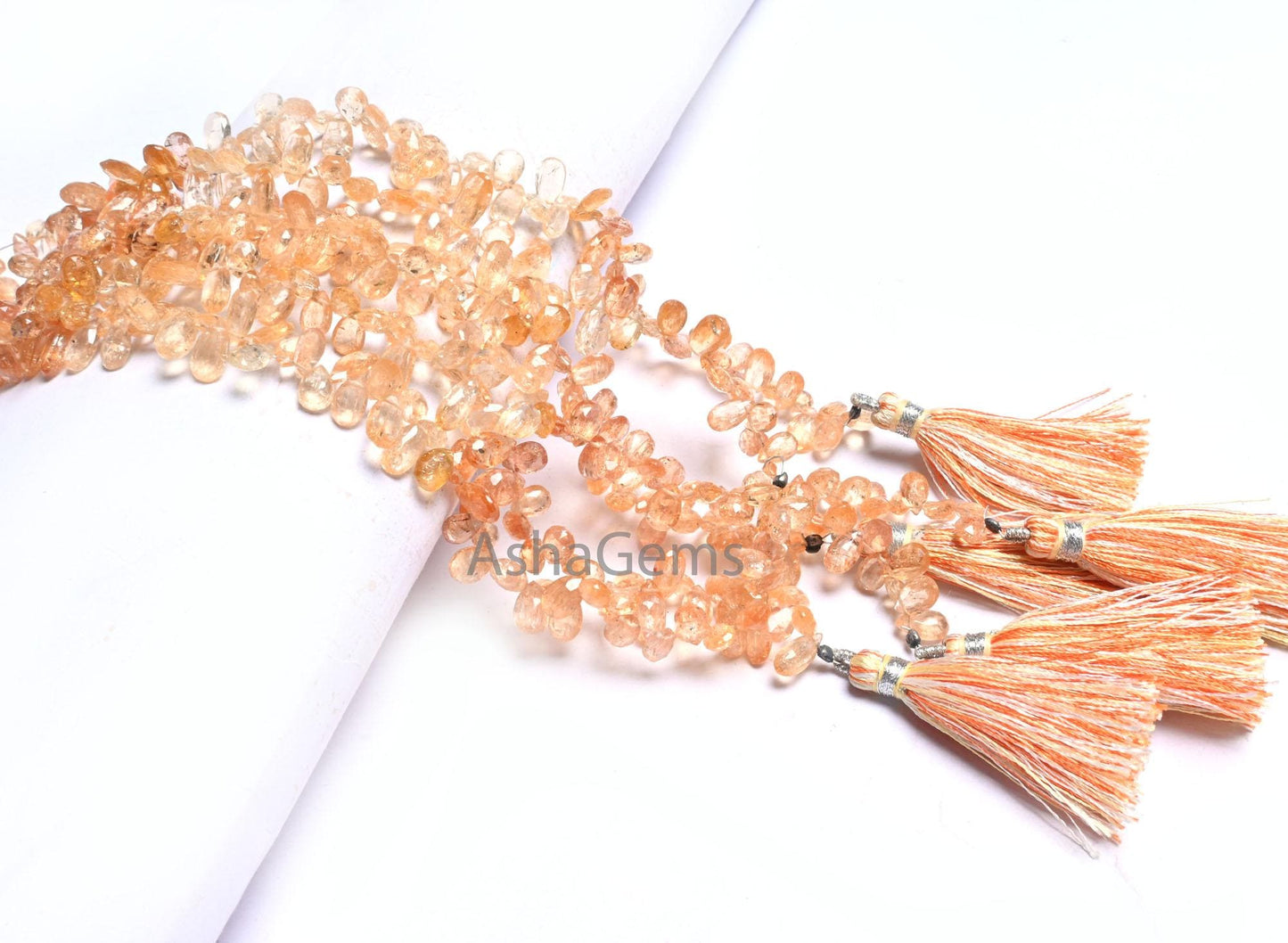 Natural Imperial Topaz faceted Pear Shape Gemstone Beads, Beautiful Shaded Topaz Tiny Teardrop  Briolette Imperial Topaz Beads Jewelry SALE (AG 18629)