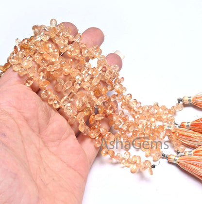 Natural Imperial Topaz faceted Pear Shape Gemstone Beads, Beautiful Shaded Topaz Tiny Teardrop  Briolette Imperial Topaz Beads Jewelry SALE (AG 18629)