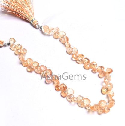 Beautiful Shaded Imperial Topaz faceted Heart Gemstone Beads,5.5-6.5 mm Natural Imperial Topaz Tiny Heart Briolette Topaz Beads Jewelry SALE (AG 18630)
