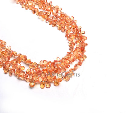 AAA Quality Natural Sapphire faceted Pears Tiny Gemstone Beads, Fine Dark Yellow- Orange Sapphire Briolette Sapphire Bead Jewelry Craft SALE(AG 18632)
