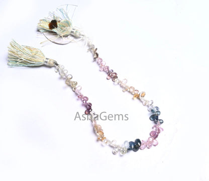 Beautiful Multi Sapphire faceted Pears Tiny Gemstone Beads, Fine Natural Multi Color Shaded Sapphire Briolette Sapphire Beads Jewelry SALE (AG 18633)
