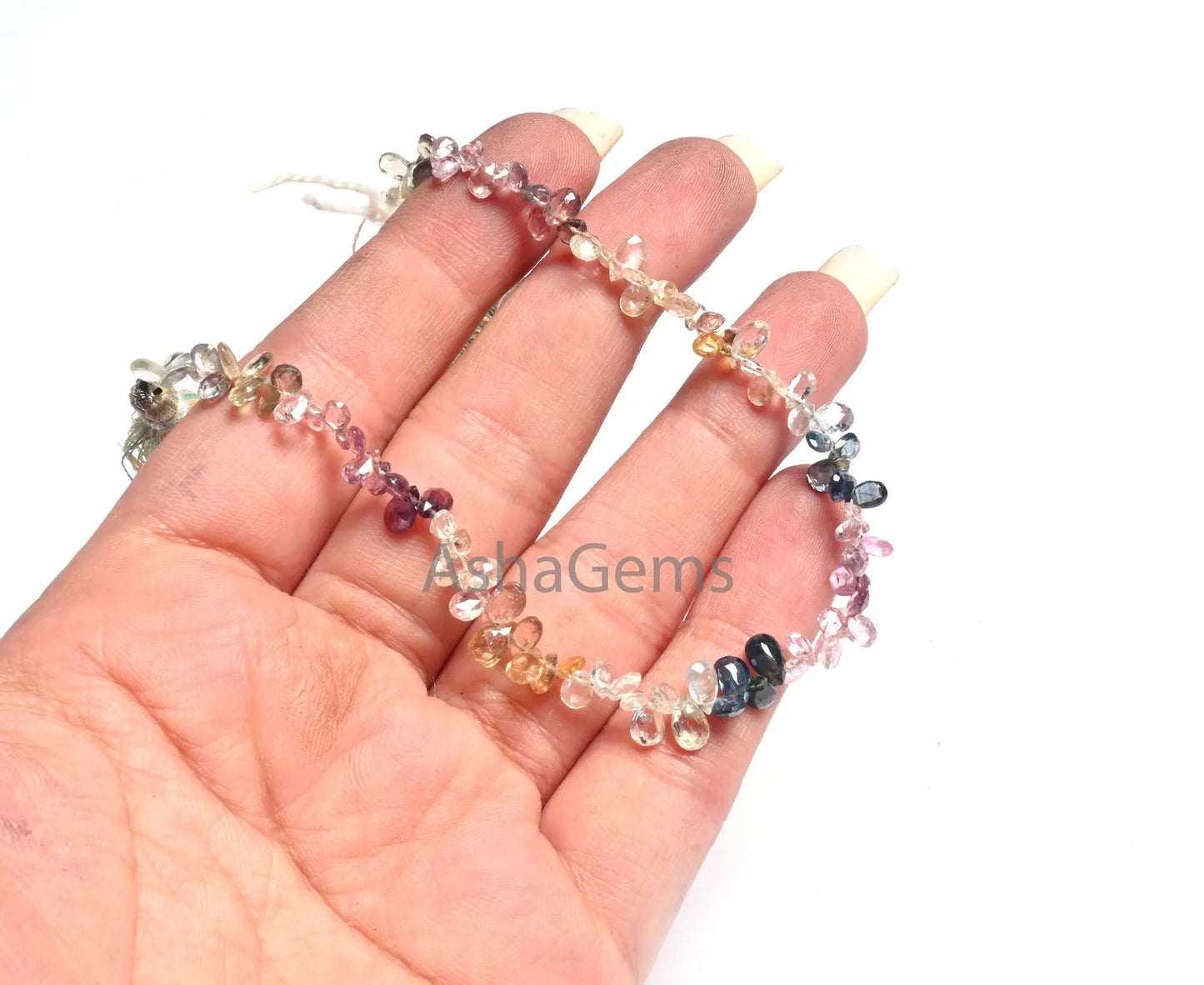 Beautiful Multi Sapphire faceted Pears Tiny Gemstone Beads, Fine Natural Multi Color Shaded Sapphire Briolette Sapphire Beads Jewelry SALE (AG 18633)
