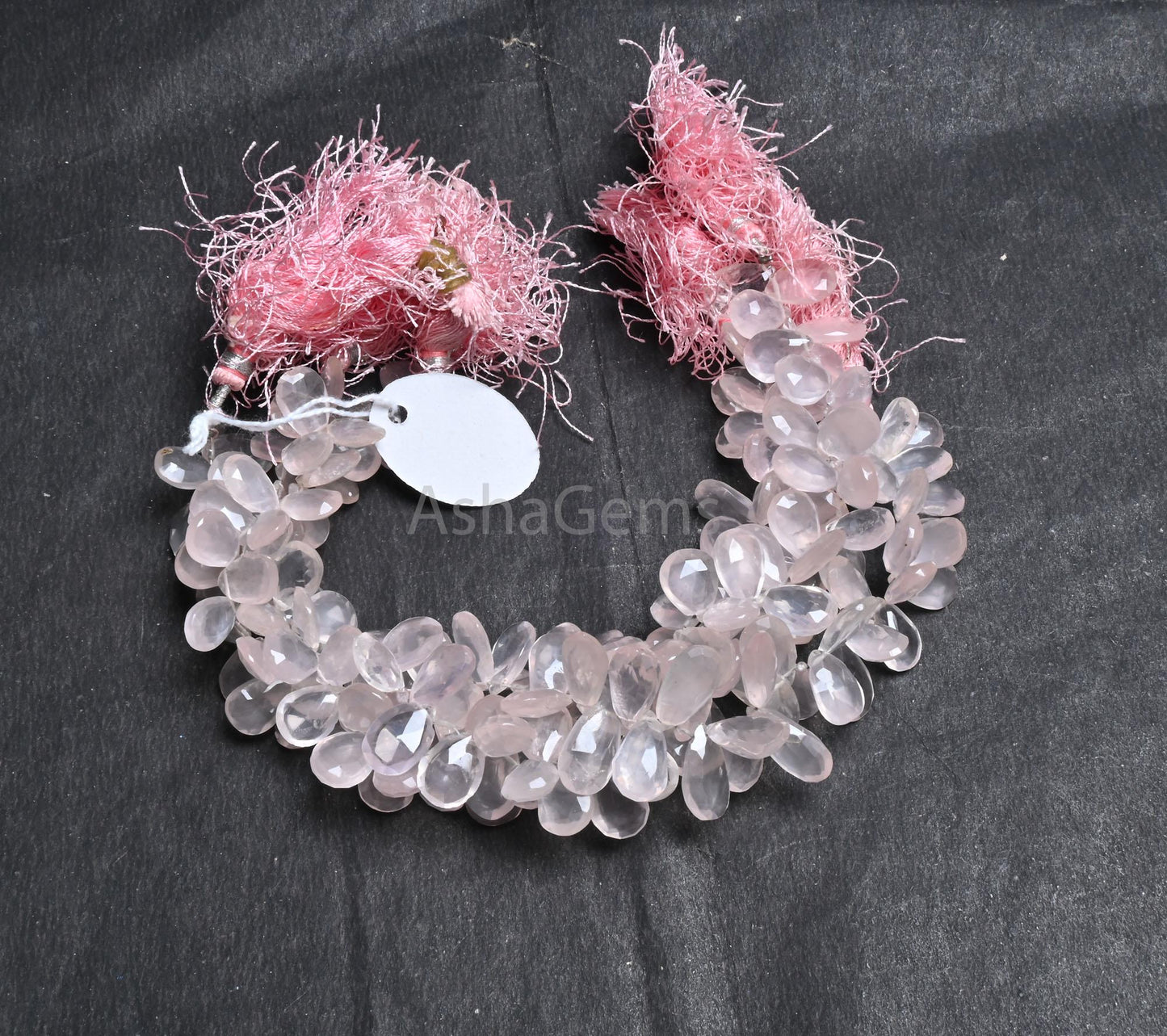 Fine Rose Quartz Pears Shape Faceted Gemstone Side Drill Beads,8" Natural Pink Rose Quartz Teardrop Briolette Rose Quartz Beads Jewelry SALE (AG 18858)