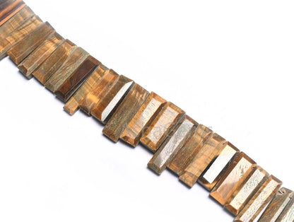 8" Natural Black Tiger Eye Fancy Long Slice Gemstone Beads,5-22 mm Fine Tigers Eye faceted Flat Table Cut Briolette Side Drill Beads Jewelry (AG 18852)
