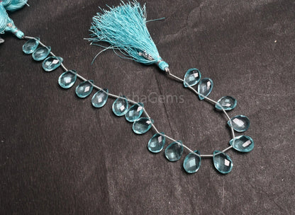 Beautiful Blue Topaz Color Hydro Faceted Pears Shape Beads,8.5" AAA Quality Topaz Hydro Flat Teardrop Briolette beads Jewelry Making Crafts (AG 18850)
