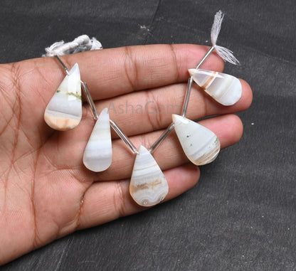 Beautiful Boulder Agate Faceted Pear Shape Beads, Natural Agate Teardrop Gemstone Briolette Beads, Shaded banded Agate Beads Jewelry Crafts (AG 18846)