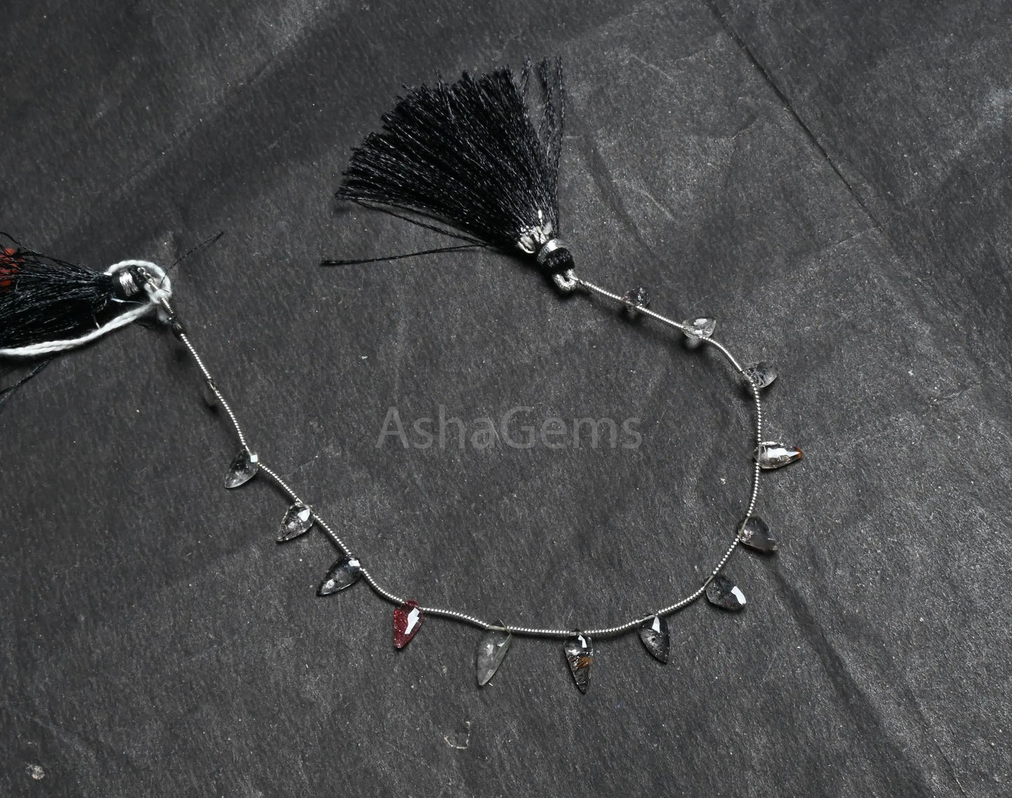 Fine Quality Black Rutile fancy Long Kite Shape Gemstone Beads,8" AAA Sri Lanka Rutilated Quartz Side Drill Briolette Rutile Beads Jewelry (AG 18845)