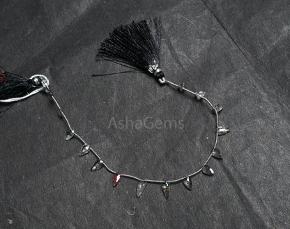 Fine Quality Black Rutile fancy Long Kite Shape Gemstone Beads,8" AAA Sri Lanka Rutilated Quartz Side Drill Briolette Rutile Beads Jewelry (AG 18845)
