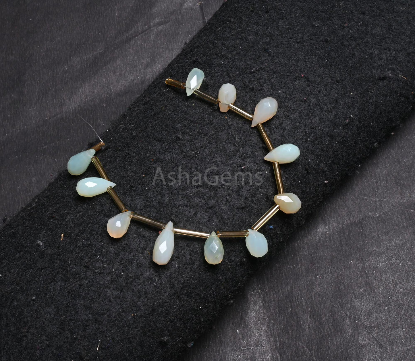 Beautiful Chalcedony faceted Drops Shape beads, Light Aqua Blue Chalcedony Indian Cut Handmade Teardrop bead, Chalcedony Bead Jewelry Crafts(AG 18836)