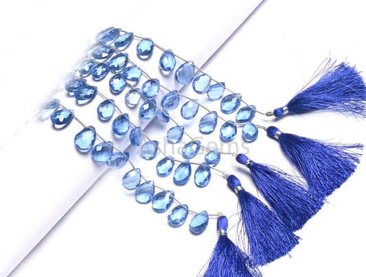 Beautiful Blue tanzanite Color Hydro Faceted Pear Side Drill Beads, AAA Quality Blue Hydro Teardrop Side Drill Briolette Beads Jewelry Craft(AG 18851)