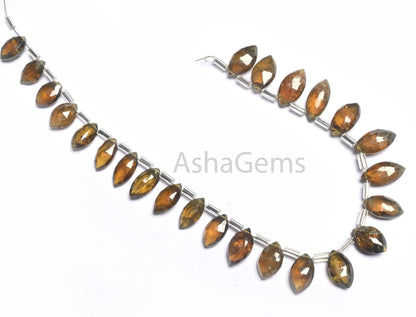 Natural Andalusite Faceted marquise Shape Beads,8" Andalusite Beads. Genuine andalusite Marquise briolette Side Dril bead Jewelry Craft SALE (AG 18835)