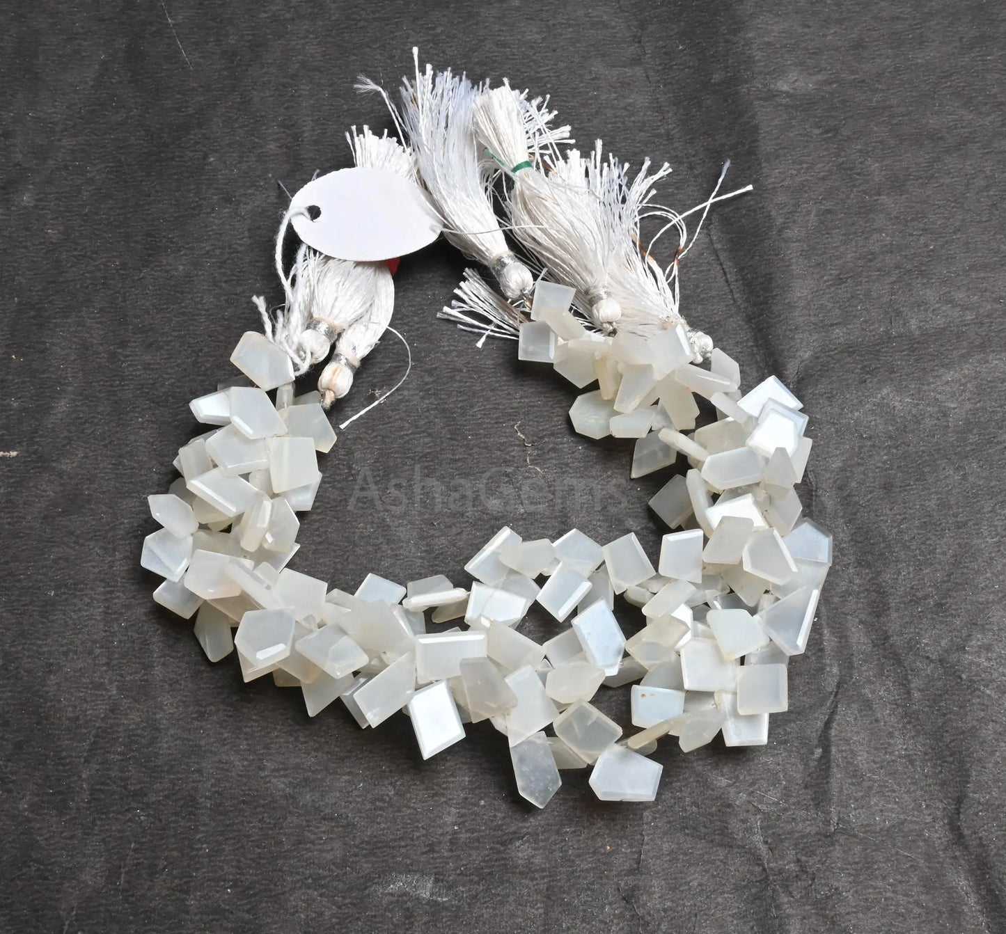 Fine Moonstone Fancy Flat Slice Faceted Gemstone Beads,8" Natural White Moonstone Fancy Uneven Table Cut Side Drill Nugget Briolette Jewelry (AG 18826)