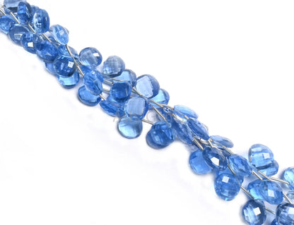 AAA Quality Iolite Color Hydro Faceted Heart Shape Beads,9" Beautiful Blue Hydro Heart Checker Cut Briolette beads Jewelry making Craft SALE (AG 18844 )