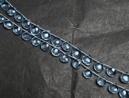 Beautiful Blue Hydro Quartz Heart Shape Faceted Beads, AAA Quality Light Blue Tanzanite Color Hydro Heart Checker Cut Briolette bead Jewelry (AG 18831)