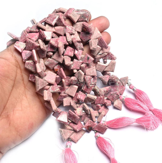 Beautiful Pink Rhodochrosite Flat Nugget Side Drill Beads, Natural Rhodochrosite Table Cut Faceted Fancy Slice Gemstone Beads Jewelry Crafts (AG 18825)