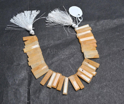 Beautiful Yellow Aventurine Fancy Long Stick Shape Beads,6-25 mm Fine Natural Aventurine Faceted Long Slice Gemstone beads For Jewelry Craft(AG 18824)