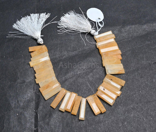 Beautiful Yellow Aventurine Fancy Long Stick Shape Beads,6-25 mm Fine Natural Aventurine Faceted Long Slice Gemstone beads For Jewelry Craft(AG 18824)