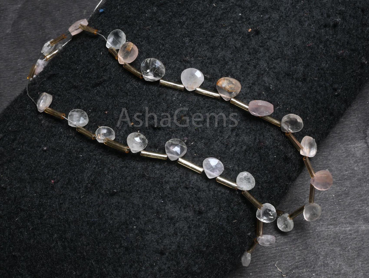 Rose Quartz Faceted Heart Shape Gemstone Beads,6.5-7.5 mm Natural Light Pink Rose Quartz Heart Briolette Side Drill Indian Cur beads Jewelry(AG 18823)