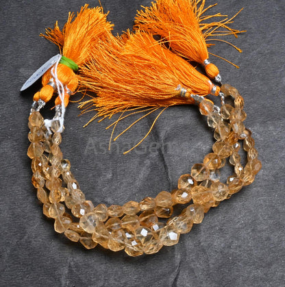 Beautiful Citrine Quartz Faceted Heart Uneven Shape Handmade Beads, Natural Yellow Citrine Indian Cut Heart Straight Drill Bead Jewelry SALE(AG 18822)