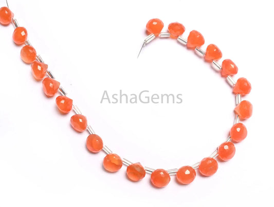 8" Strand Orange Carnelian Faceted Onion Shape gemstone Beads, AAA Carnelian Beads, Carnelian Onion Briolette Beads For Jewelry makings SALE  (AG 18821)