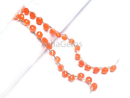 8" Strand Orange Carnelian Faceted Onion Shape gemstone Beads, AAA Carnelian Beads, Carnelian Onion Briolette Beads For Jewelry makings SALE  (AG 18821)
