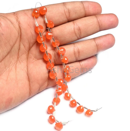 8" Strand Orange Carnelian Faceted Onion Shape gemstone Beads, AAA Carnelian Beads, Carnelian Onion Briolette Beads For Jewelry makings SALE  (AG 18821)