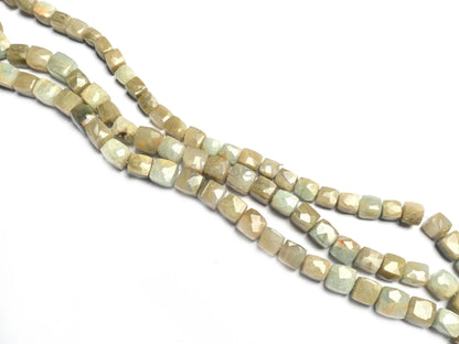 Beautiful Vessonite 3D Cube Box Faceted Gemstone Beads,8" Natural Green Vesuvianite Handmade Indian Cut Cube Center Drill Bead Jewelry Craft(AG 18820)