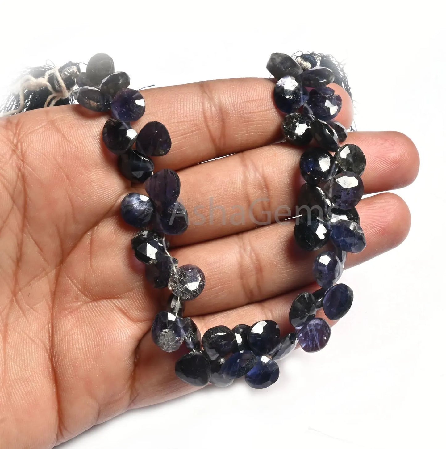 8" Natural Iolite Faceted Heart Shape Gemstone Loose Beads, Blue Iolite Heart Briolette Indian Machine Cut Side Dril Bead Jewelry Craft SALE (AG 18815)