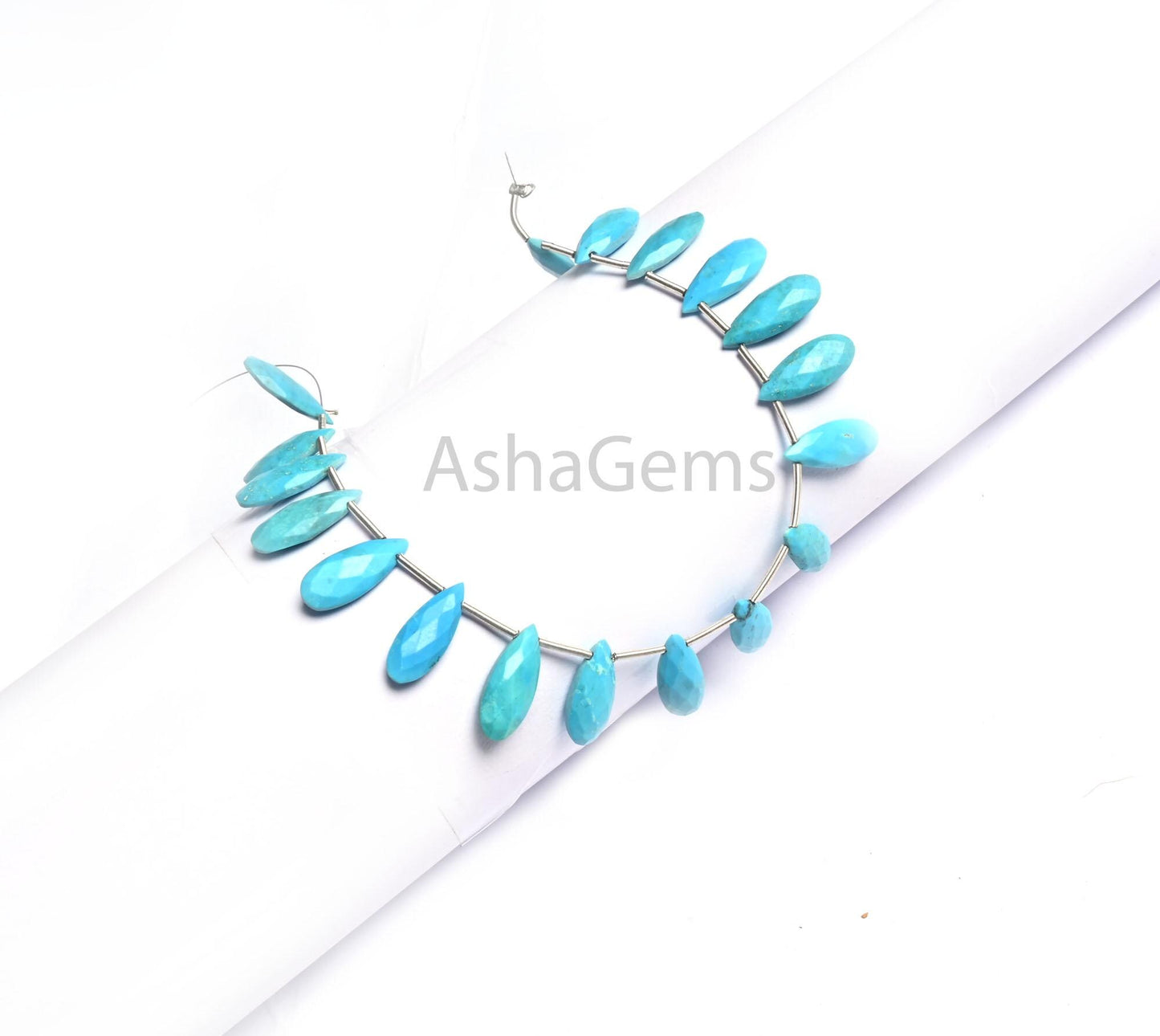 6-15 mm Beautiful Turquoise Howlite Faceted Long Pears Shape Beads, AAA Blue Turquoise Fancy Teardrop Side Drill Gemstone Loose Bead Jewelry (AG 18807)