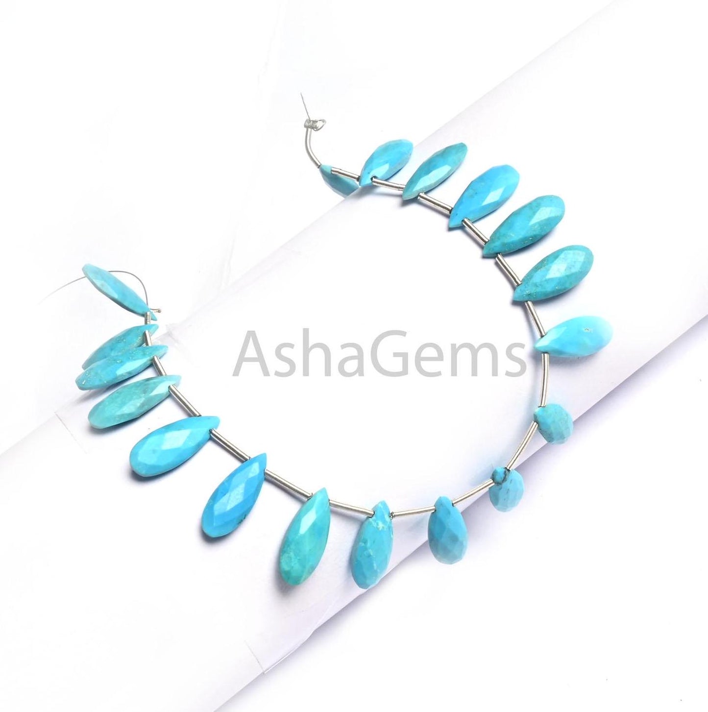 6-15 mm Beautiful Turquoise Howlite Faceted Long Pears Shape Beads, AAA Blue Turquoise Fancy Teardrop Side Drill Gemstone Loose Bead Jewelry (AG 18807)