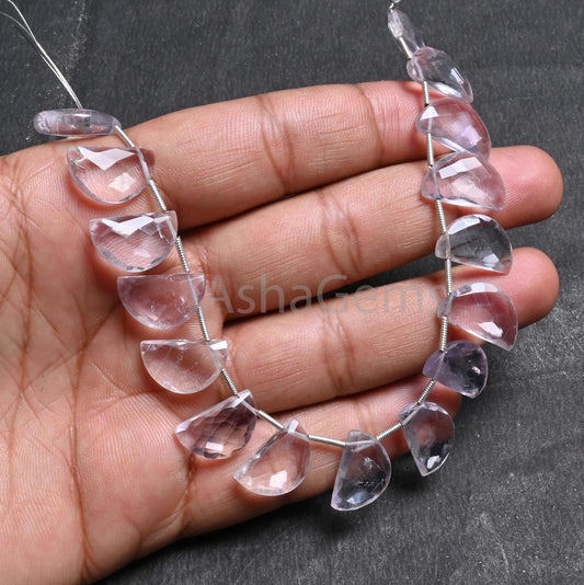 10-16 mm Beautiful Pink Amethyst Fancy D Shape Faceted Beads, Light Pink Amethyst Half Moon Briolette Side Drill Gemstone Beads Jewelry SALE (AG 18783)