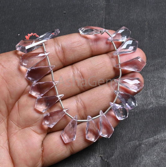 10-20 mm AAA Quality Pink amethyst Fancy Kite Shape Faceted Gemstone Beads, Natural Light Amethyst Long Teardrop Briolette Bead Jewelry SALE (AG 18782)