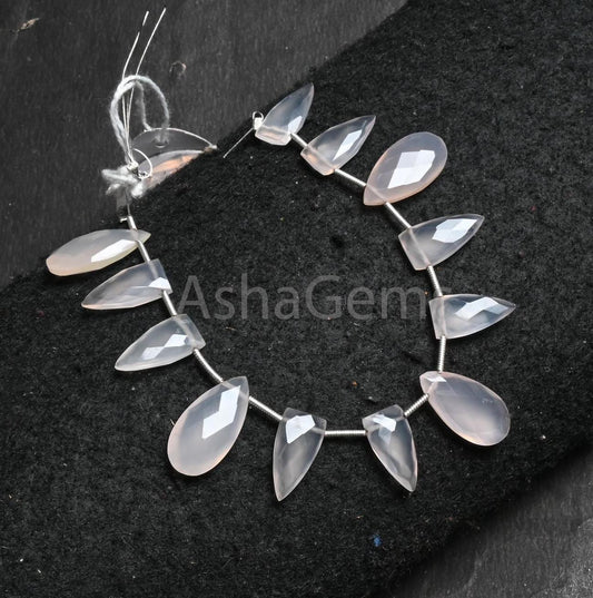 Beautiful Chalcedony Pears + Fancy arrow Shape Gemstone Beads, AAA Light Rose Pink chalcedony Faceted Briolette Side Drill Bead Jewelry SALE (AG 18781)