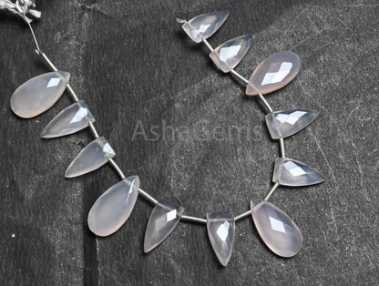 Beautiful Chalcedony Pears + Fancy arrow Shape Gemstone Beads, AAA Light Rose Pink chalcedony Faceted Briolette Side Drill Bead Jewelry SALE (AG 18781)