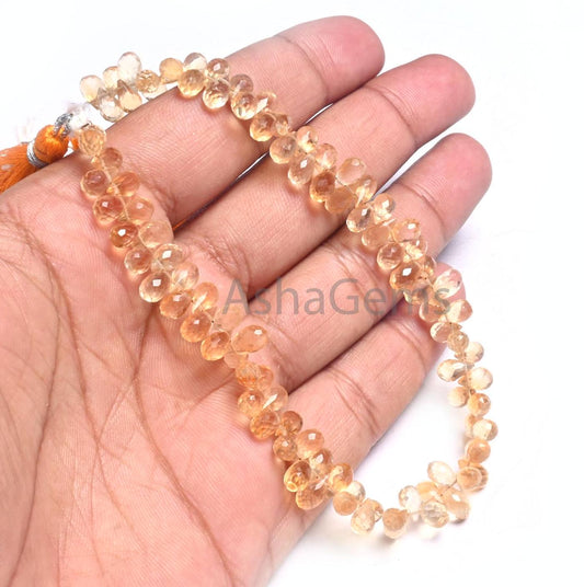 Fine Yellow Citrine Tiny Drops Shape Gemstone Beads,4.5-8 mm Natural Citrine Faceted Teardrop Briolette Drop Bead Jewelry Making Crafts SALE(AG 18772)