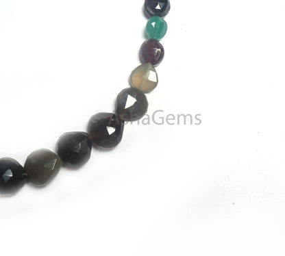 Beautiful Multi Color Chalcedony Heart+Coin Straight Drill Beads, Disco Chalcedony Fancy Multi Shape Briolette faceted Gemstone Bead Jewelry (AG 18770 )