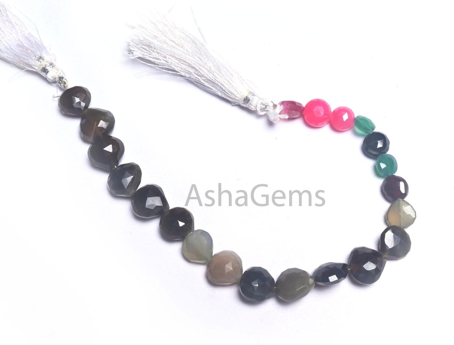 Beautiful Multi Color Chalcedony Heart+Coin Straight Drill Beads, Disco Chalcedony Fancy Multi Shape Briolette faceted Gemstone Bead Jewelry (AG 18770 )
